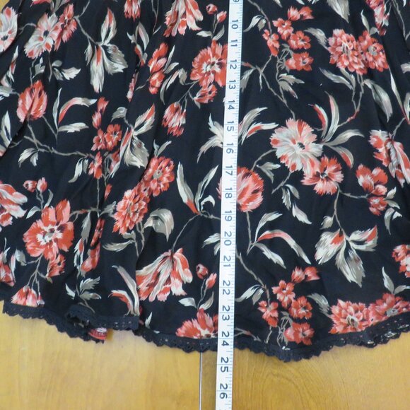 Jones NY Black with Floral Print Fully Lined Long Skirt - Picture 9 of 9